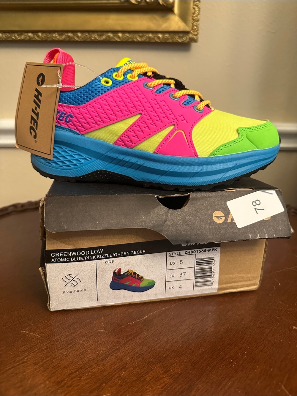 Hi-Tec Kids Greenwood Low Sneaker - Neon Pink, Atomic Blue & Green